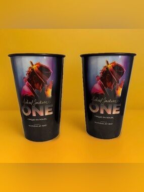Set Of 2 Michael Jackson ONE Collector’s Cups Cirque Du Soleil Mandalas Bay Pop